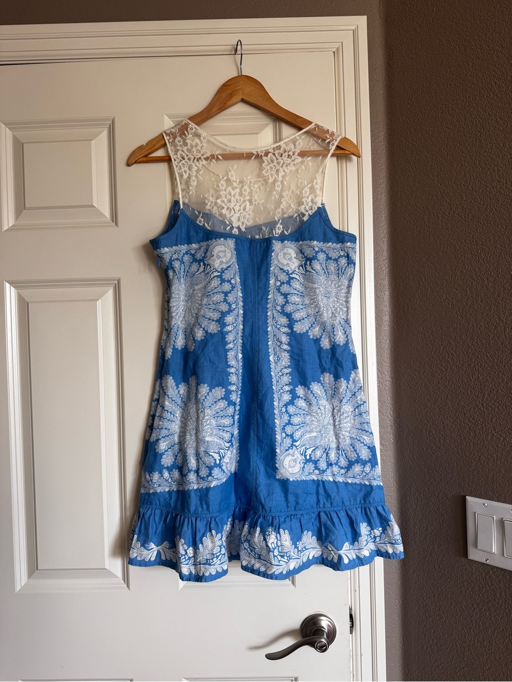 Free People Blue Embroidered Lace Dress